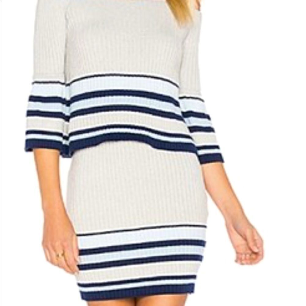 LOVERS +FRIENDS Skye Ribbed Knit Stripped Skirt